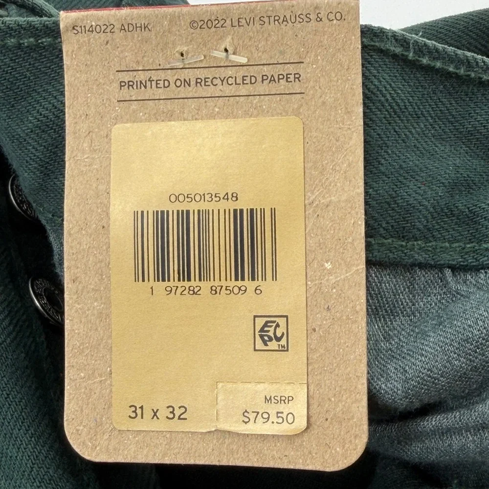 Levi's Jeans Mens 33x32 Green 501 Original Fit Straight Leg Button Fly 005013548